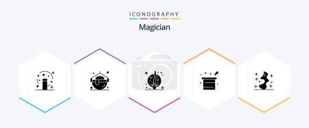 Téléchargez les illustrations : Magician 25 Glyph icon pack including magic. magician. broom. magical. magic - en licence libre de droit