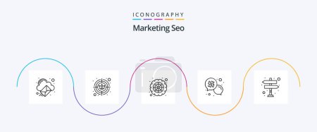 Illustration for Marketing Seo Line 5 Icon Pack Including direction. message. cog wheel. email. hash tag - Royalty Free Image