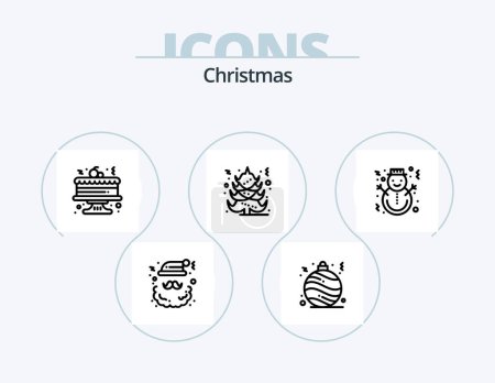 Téléchargez les illustrations : Christmas Line Icon Pack 5 Icon Design. love. gift. scarf. christmas. hot - en licence libre de droit
