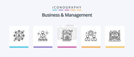 Téléchargez les illustrations : Business And Management Line 5 Icon Pack Including . management. gear. business. portfolio. Creative Icons Design - en licence libre de droit