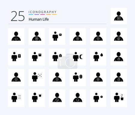 Téléchargez les illustrations : Human 25 Solid Glyph icon pack including user. avatar. favorite. letter. envelope - en licence libre de droit