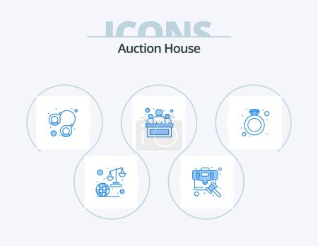 Illustration for Auction Blue Icon Pack 5 Icon Design. justice. auction. law. lock. justice - Royalty Free Image