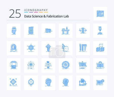 Téléchargez les illustrations : Data Science And Fabrication Lab 25 Blue Color icon pack including lab. biology. research. technical. skrewdriver - en licence libre de droit