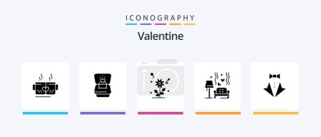 Illustration for Valentine Glyph 5 Icon Pack Including flower. day. love. valentines. wedding. Creative Icons Design - Royalty Free Image