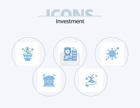 Téléchargez les illustrations : Investment Blue Icon Pack 5 Icon Design. dollar. seo. investment. investment. finance - en licence libre de droit