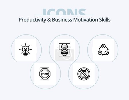 Ilustración de Productivity And Business Motivation Skills Line Icon Pack 5 Icon Design. work. life. lightbulb. balance. insight - Imagen libre de derechos