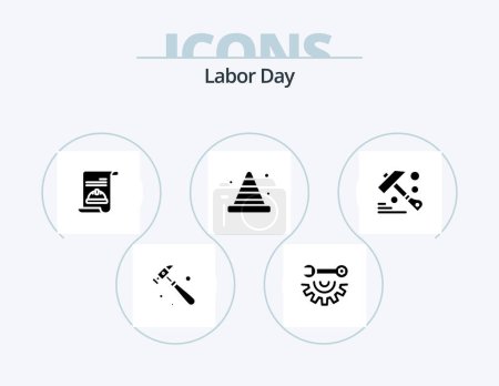 Illustration for Labor Day Glyph Icon Pack 5 Icon Design. construction . blocker . repair. hat - Royalty Free Image