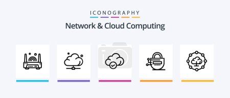 Illustration for Network And Cloud Computing Line 5 Icon Pack Including device. network. lock. internet. data. Creative Icons Design - Royalty Free Image