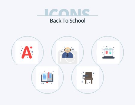 Illustration for Back To School Flat Icon Pack 5 Icon Design. school. teacher. learning. school. education - Royalty Free Image