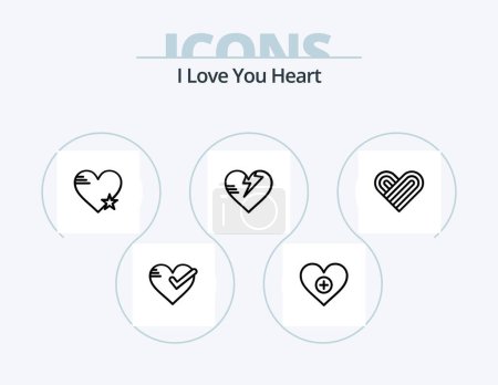 Illustration for Heart Line Icon Pack 5 Icon Design. . love. report. heart. favorite - Royalty Free Image