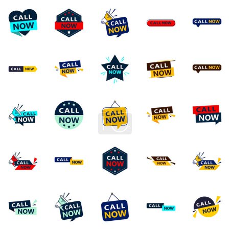 Illustration for 25 Professional Typographic Designs for a polished call to action campaign Call Now - Royalty Free Image