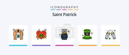 Téléchargez les illustrations : Saint Patrick Line Filled 5 Icon Pack Including luck. fortune. clover. badge. patrick. Creative Icons Design - en licence libre de droit