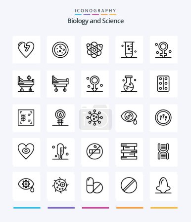 Téléchargez les illustrations : Creative Biology 25 OutLine icon pack  Such As medical. female. science. biology. laboratory - en licence libre de droit