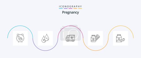 Téléchargez les illustrations : Pregnancy Line 5 Icon Pack Including capsule. medicine. plus. van. medical - en licence libre de droit