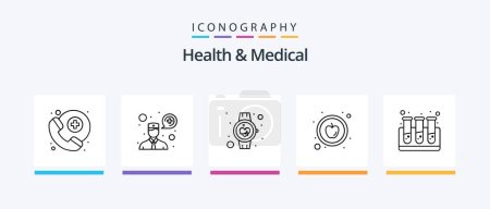 Ilustración de Health And Medical Line 5 Icon Pack Including online. rx. stretcher. message. bubble. Creative Icons Design - Imagen libre de derechos