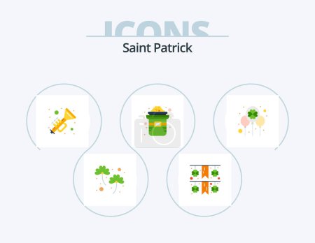 Ilustración de Saint Patrick Flat Icon Pack 5 Icon Design. day. balloon. ireland. gold. hat - Imagen libre de derechos