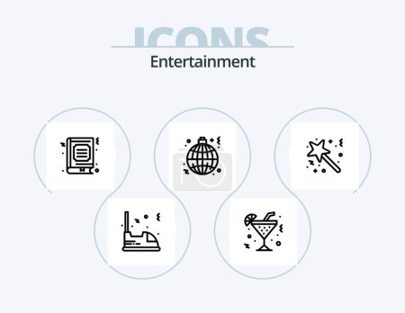 Téléchargez les illustrations : Entertainment Line Icon Pack 5 Icon Design. celebration. birthday. joystick. song. music - en licence libre de droit
