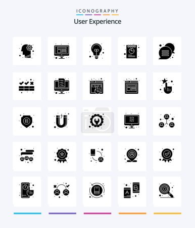 Ilustración de Creative User Experience 25 Glyph Solid Black icon pack  Such As bubble. chat. bulb. pie. chart - Imagen libre de derechos