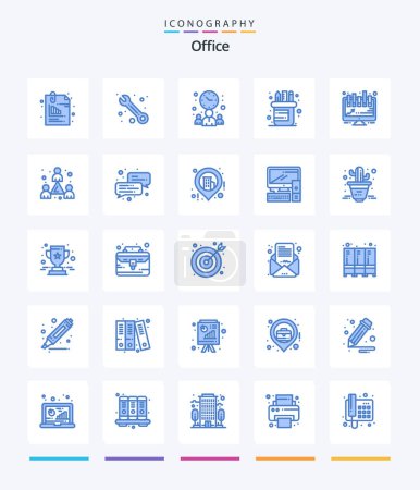 Ilustración de Creative Office 25 Blue icon pack  Such As presentation. analytics. businessman. supplies. office - Imagen libre de derechos