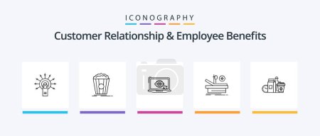 Ilustración de Customer Relationship And Employee Benefits Line 5 Icon Pack Including manager. coins. laptop. transfer. money. Creative Icons Design - Imagen libre de derechos