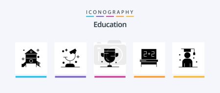 Illustration for Education Glyph 5 Icon Pack Including studies. blackboard. research. trophy. cup. Creative Icons Design - Royalty Free Image