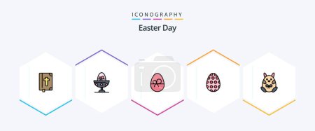 Téléchargez les illustrations : Easter 25 FilledLine icon pack including chicken. easter egg. food. easter. nature - en licence libre de droit