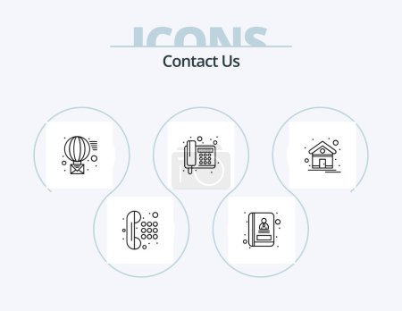 Téléchargez les illustrations : Contact Us Line Icon Pack 5 Icon Design. send. message. share document. email. receive - en licence libre de droit