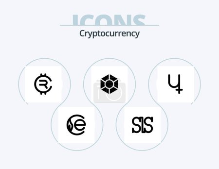 Téléchargez les illustrations : Cryptocurrency Glyph Icon Pack 5 Icon Design. crypto . expanse . crypto currency. crypto - en licence libre de droit
