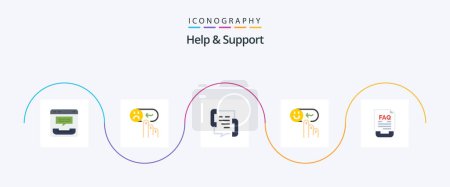 Illustration for Help And Support Flat 5 Icon Pack Including help. emotion. sad. phone. contact - Royalty Free Image
