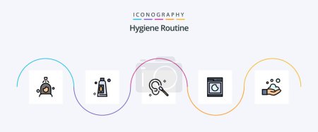 Illustration for Hygiene Routine Line Filled Flat 5 Icon Pack Including soap. cleaning. ear. clean. machine - Royalty Free Image