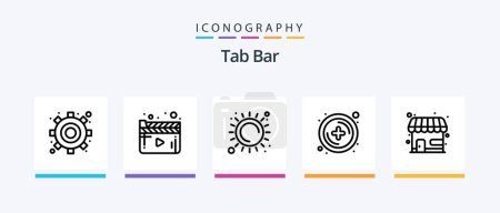 Téléchargez les illustrations : Tab Bar Line 5 Icon Pack Including . marketing. pin. management. book. Creative Icons Design - en licence libre de droit