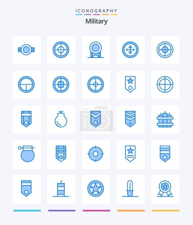 Téléchargez les illustrations : Creative Military 25 Blue icon pack  Such As military. target. bonus. soldier. badge - en licence libre de droit