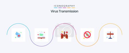 Ilustración de Virus Transmission Flat 5 Icon Pack Including chemist. no. anatomy. forbidden. bacteria - Imagen libre de derechos