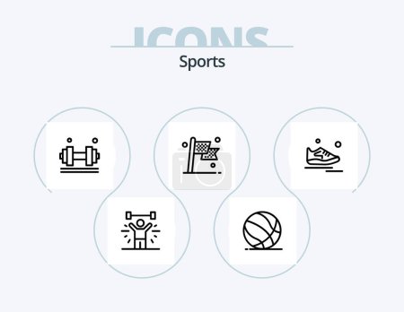 Téléchargez les illustrations : Sports Line Icon Pack 5 Icon Design. win. trophy. cold. flag. destination - en licence libre de droit