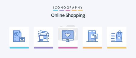 Ilustración de Online Shopping Blue 5 Icon Pack Including payment. ecommerce. shopping. money. like. Creative Icons Design - Imagen libre de derechos