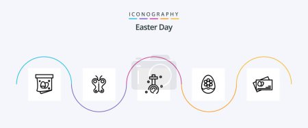 Ilustración de Easter Line 5 Icon Pack Including passport. flower. celebration. easter. egg - Imagen libre de derechos