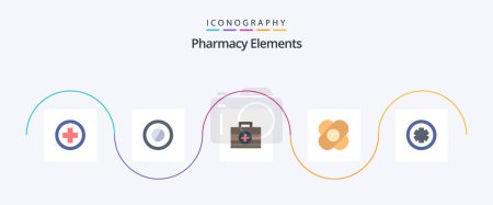 Illustration for Pharmacy Elements Flat 5 Icon Pack Including test. medicine. kit. medical. medical - Royalty Free Image