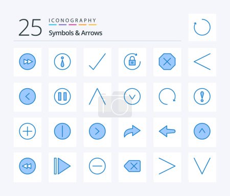 Illustration for Symbols & Arrows 25 Blue Color icon pack including previous. arrow. tick. denied. ban - Royalty Free Image