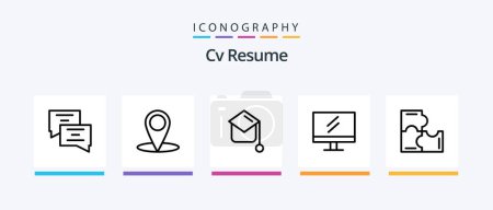 Illustration for Cv Resume Line 5 Icon Pack Including school. certificate. mail. school. monitor. Creative Icons Design - Royalty Free Image