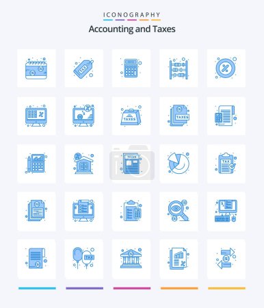 Téléchargez les illustrations : Creative Taxes 25 Blue icon pack  Such As finance. counter. finance. money. finance - en licence libre de droit