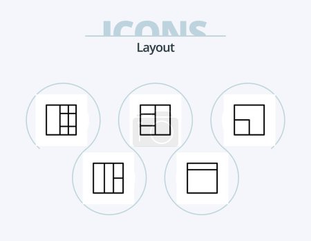 Téléchargez les illustrations : Conception d'icône de ligne de mise en page Pack 5 Icône. . - en licence libre de droit