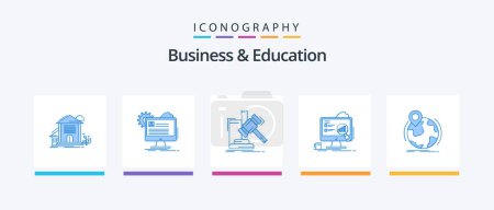 Illustration for Business And Education Blue 5 Icon Pack Including presentation. analytics. edit. law. hammer. Creative Icons Design - Royalty Free Image