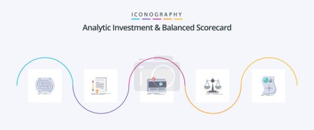 Ilustración de Analytic Investment And Balanced Scorecard Flat 5 Icon Pack Including justice. balance. degree. website. fundraising - Imagen libre de derechos