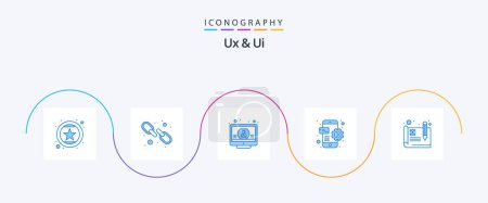 Téléchargez les illustrations : Ux And Ui Blue 5 Icon Pack Including mobile. app. web link. development. screen - en licence libre de droit