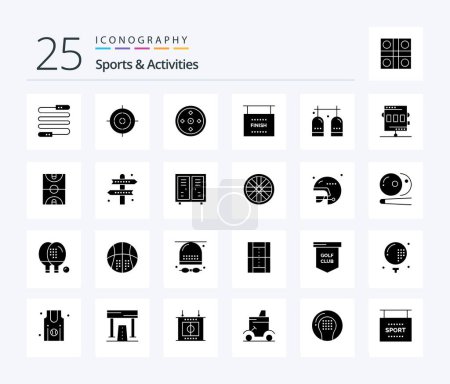 Ilustración de Sports & Activities 25 Solid Glyph icon pack including equipment. activities. sport. sports. finish - Imagen libre de derechos
