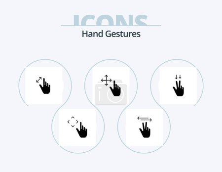 Illustration for Hand Gestures Glyph Icon Pack 5 Icon Design. gesture. hold. expand. gesture. touch - Royalty Free Image