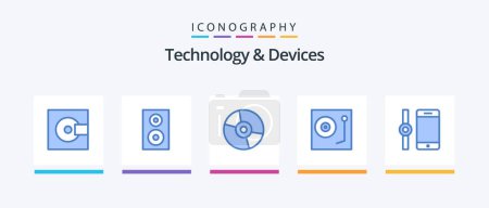 Ilustración de Devices Blue 5 Icon Pack Including music. devices. speaker. technology. electronics. Creative Icons Design - Imagen libre de derechos