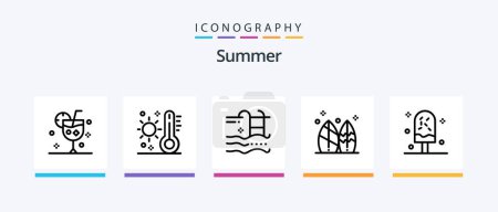 Illustration for Summer Line 5 Icon Pack Including fruit. coconut. summer. travel. signboard. Creative Icons Design - Royalty Free Image