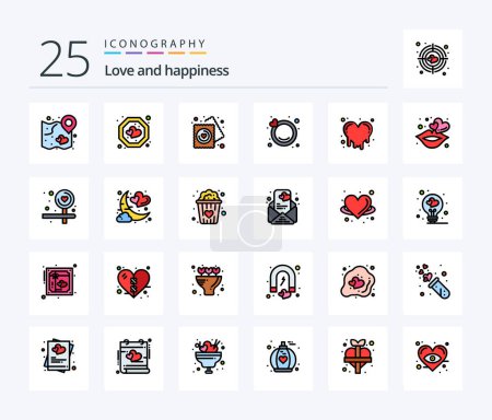 Illustration for Love 25 Line Filled icon pack including crazy love. wedding. tag. ring. wedding - Royalty Free Image