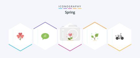 Téléchargez les illustrations : Spring 25 Flat icon pack including sprout. nature. sand. leaf. nature - en licence libre de droit